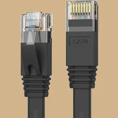 カテゴリ-6 フラットLANケーブル 高速 lanケーブル CAT6 CAT6準拠 イーサネットケーブル 20m RJ45 LANケーブル やわらか スリム Senetem ブラック