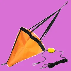 シーアンカー パラシュート アンカー フロート カラビナ 付 ロープセット ボート ゴムボート カヤック ブイ 錨 流し釣り 船釣り 釣り PVC (M:15-17ft)