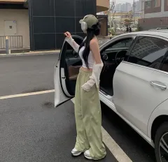 モディムード、とてもかわいいCOLOR感。ぷにぷに쿵야トレーナーパンツ。パステル グリーン