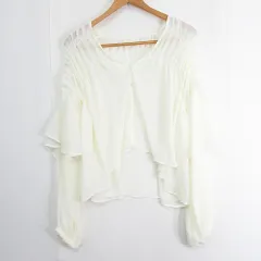 マジェスティックレゴン MAJESTIC LEGON シアー フリル カーディガン 長袖 M アイボリー kz12465