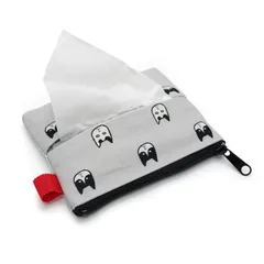 ティッシュケース ポーチ グレー ポケットティッシュ ケース 猫 小さめ おしゃれ 可愛い ハチワレネコ 猫柄 綿 メンズ レディース 日本製 プレゼント 猫グッズ