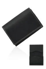 [亀登鞄製作所] 名刺入れ メンズ 本革【第一印象を格上げ × 裏地まで総牛革】｜薄いのに50枚｜カードケース｜クレイジーホースレザー｜大容量｜仕切り板付き｜牛革｜薄型｜名刺ケース｜ギフト (ブラック（艶消し）)