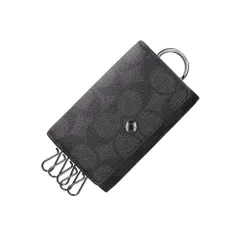 [コーチ] キー ケース 5 Ring Key Case Signature CAR00 QBMI5 QC/Charcoal/Black [並行輸入品]