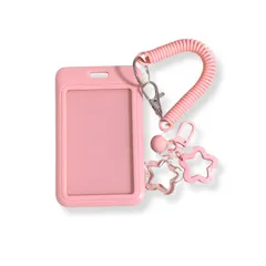 [TraEn230] トレカケース 推し活 キーホルダー チェキホルダー トレカホルダー 推し活グッズ icカードケース パスケース 定期入れ 可愛い 韓国 黒 (ピンク)