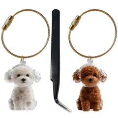 ZiSyouMa 犬の毛 キーホルダー 2個セット ペットアクセサリー 抜け毛収納キーホルダー ペット 遺毛 透明 ケース 犬 毛を入れる メモリアルグッズ キーリング