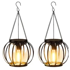 ソーラーランタン ソーラーライト 屋外 防水 鉄製ランタン ガーデンライト おしゃれ ledランタン LEDライト 電球色 ソーラー充電 夜明け 自動オン/オフ 庭、花壇、パティオ、玄関、ベランダ、壁、駐車場、歩道 屋外 照明 ガーデニング イルミネーション