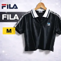 新品未使用 FILA フィラ クロップポロ 半袖 ポロシャツ M ネイビー ホワイト ロゴ レディース 17744024
