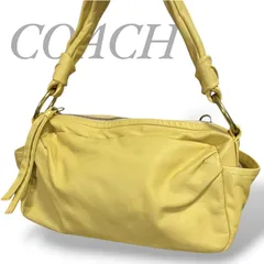 【MY0625】COACH コーチ ワンショルダーバッグ ハンドバッグ 肩掛け 手提げ 鞄 オールレザー イエロー 黄  13442 レディース