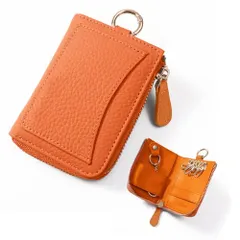 Big Brave スマートキーケース キーケース カードケース 一体型 パスケース 一体 カードキー 本革 車 家 家の鍵 カバー免許証が入る キーホルダー 収納 多機能 大容量 レディース メンズ おしゃれ 軽い かわいい case-ren-7 オレンジ