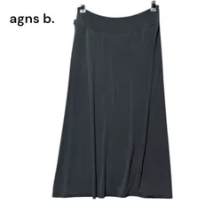 ●棚番号C-1 agns b. アニエスベー フレアスカート てろてろ　グレー サイズ1 膝下　ストレッチ　スカートのサムネイル