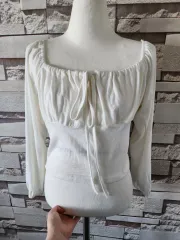 レディース クロップド 長袖 Tシャツ 白 新品