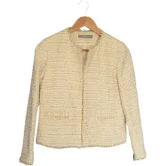  【美品】theory luxe セオリーリュクス ツイード ノーカラージャケット アウター レディース38 白 ホワイト ベージュ系【DD150】のサムネイル