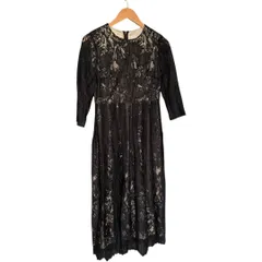 【美品】diagram ダイアグラム 総レース ワンピース ドレス ロングワンピ ミモレ ひざ丈 フレア Aライン 黒 ブラック 結婚式 レディース36【DD150】