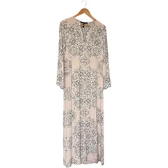 【美品】BCBGMAXAZRIA ビーシービージー ワンピース ドレス ロングワンピ フレア Aライン 結婚式 ピンクベージュレディースxxs【DD150】