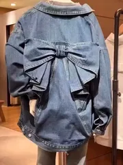 ビッグリボンデニムジャケットリボン付きオーバーサイズデニムジャケット