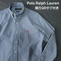 【👌値下げ交渉受付中】極美品 Polo Ralph Lauren 近年モデル 春 ギンガムチェック 長袖シャツ XS 日本Mサイズ相当 ネイビー ポロラルフローレン 現行QRタグ