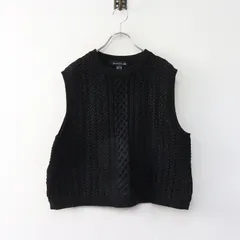 ミズイロインド mizuiro ind メタリック ヤーン ケーブル ベスト ｜ブラック トップス プルオーバー ノースリーブ【2400014905212】
