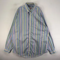古着 ブルックスブラザーズ Brooks Brothers 長袖シャツ ボタンダウン マルチカラー M  ブルー系 ストライプ メンズ