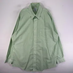 古着 ブルックスブラザーズ Brooks Brothers 長袖シャツ ボタンダウン 胸ポケ L  グリーン系 ストライプ メンズ