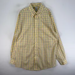 古着 ブルックスブラザーズ Brooks Brothers 長袖シャツ ボタンダウン 胸ポケ M  イエロー系 チェック メンズ