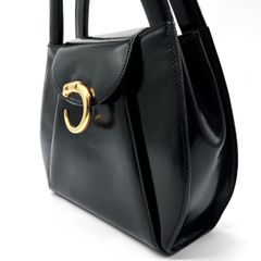 【良品】CARTIER カルティエ パンテール ハンドバッグ トートバッグ パテントレザー エナメル 革 ブラック 黒色 ユニセックス 男女兼用 メンズ レディース