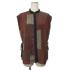 モガ MOGA ブラウス ノースリーブ 総柄 ペイズリー柄 2 茶