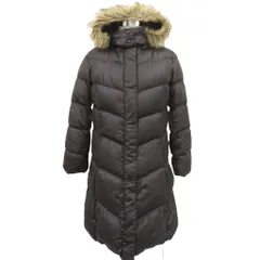 ユニクロ UNIQLO ダウンコート ロング丈 2WAY XL 大きいサイズ 茶 ダークブラウン フェイクファー /SM4 ■ECB002