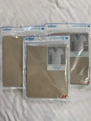 UNIQLO ユニクロ  エアリズム AIRism  マイクロメッシュ Vネック 半袖 ベージュ  3点セット