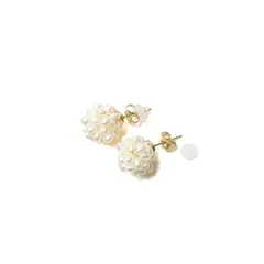 【新品】 [クレインズコレクション] 長期 日本製 淡水パール 天然ホワイト ピアス イヤリング 選べる10種 金属アレルギー対応 18Kゴールド仕上げ 上品な輝き 30日返品OK ギフトに お手入れクロス付 5点セット (03スタッドピアス×ゴールド) 0