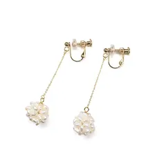 【新品】 [クレインズコレクション] 長期 日本製 淡水パール 天然ホワイト ピアス イヤリング 選べる10種 金属アレルギー対応 18Kゴールド仕上げ 上品な輝き 30日返品OK ギフトに お手入れクロス付 5点セット (02スタッドチェーンイヤリング× 0