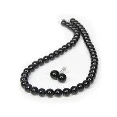 【新品】 [Alivern] パール ネックレス シルバー925 日本製 パールネックレス 高級国産 真珠 冠婚葬祭用 8mm (ブラック, 38cm) 0