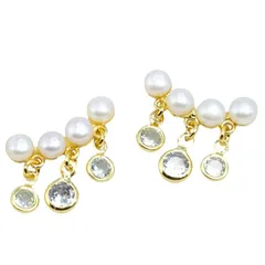 【新品】 FREE ANGEL パール ピアス 揺れる レディース 冠婚葬祭 4連 パールピアス スワロフスキークリスタル S925?? 18 Kメッキ 金属アレルギー対応 結婚式 プレゼント 御木本スタイル 可愛い きらきら光る ギフトボックスbox 1 0