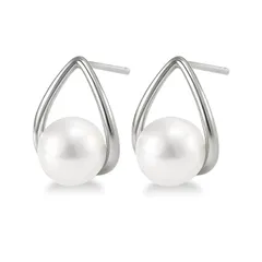 【新品】 真珠 パールピアス レディース S925 18金仕上げ／プラチナ仕上げ アレルギー対応 普段使い フォーマル 結婚式 入学式 卒業式 誕生日プレゼント ギフト (プラチナ) 0