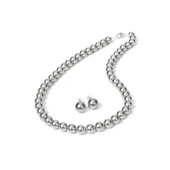 【新品】 [Alivern] パール ネックレス シルバー925 日本製 パールネックレス 高級国産 真珠 冠婚葬祭用 8mm (グレー, 45cm) 0