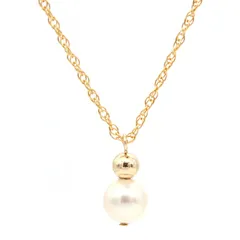 【新品】 miwaki K14GF ゴールドフィルド ネックレス チェーン メタルボール 貝パール レディース アクセサリー 女性用 シンプル 金属アレルギー対応 k14gf42 ゴールド N