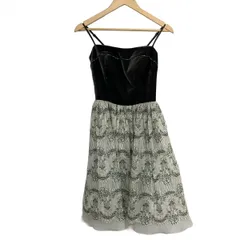 aimer(エメ) ドレス サイズ9号 レディース美品  - ダークグレー×ライトグレー キャミドレス/ひざ丈/レース/ビーズ/背面リボン