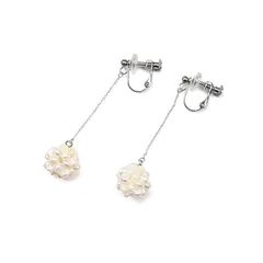 【新品】 [クレインズコレクション] 長期 日本製 淡水パール 天然ホワイト ピアス イヤリング 選べる10種 金属アレルギー対応 18Kゴールド仕上げ 上品な輝き 30日返品OK ギフトに お手入れクロス付 5点セット (02スタッドチェーンイヤリング× 0
