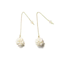 【新品】 [クレインズコレクション] 長期 日本製 淡水パール 天然ホワイト ピアス イヤリング 選べる10種 金属アレルギー対応 18Kゴールド仕上げ 上品な輝き 30日返品OK ギフトに お手入れクロス付 5点セット (05スレッダーピアス×ゴールド) 0