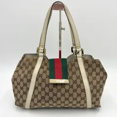 GUCCI グッチ シェリーライン GGキャンバス ショルダーバッグ トートバッグ ホワイト 211937 2Y5638