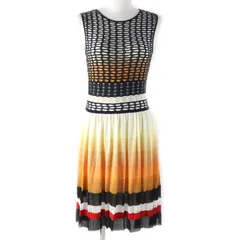 極美品★Missoni ミッソーニ グラデーション ノースリーブ 膝丈 プリーツ ワンピース マルチ 38 イタリア製 正規品 レディース