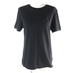 美品★MONCLER モンクレール 21SS コットン100％ ロゴ刺繍入り クルーネック 半袖Ｔシャツ トップス ブラック S 正規品 レディース