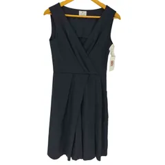 ランバンオンブルー LANVIN en Bleu Vネック タック チェック柄 ノースリーブワンピース レディース EUR：38 