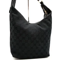 美品 GUCCI グッチ GGキャンバス ショルダーバッグ セミショルダー ワンショルダー キャンバス レザー ブラック 黒 肩掛け 総柄 ロゴ イタリア製 レディース ウィメンズ 通勤 通学 お出かけ 冠婚葬祭 シック