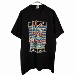 90年代 USA製 TLC SPORTSWEAR UC SAN DIEGO 半袖Ｔシャツ カレッジ ブラック(メンズ L)中古 古着 X7598