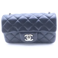 CHANEL (シャネル) ミニマトラッセ シングルチェーン ショルダーバッグ ブラック ラムスキン シルバー金具