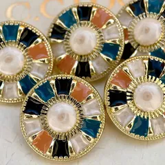 【5個セット】23mm 太陽の花 メタルボタン 裏足付き ゴールド シルバー ドロップ 飾りボタン 金属製 シャンクボタン 手芸 裁縫 パーツ リメイク アンティーク調 5個入 華やか 重厚感 DIY ハンドメイド 素材 ビンテージ
