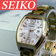 SEIKO セイコー ルキア 4Pダイヤ SSVW050 トノー ピンクゴールド文字盤 デイト レディース腕時計
