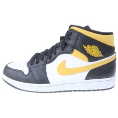 NIKE (ナイキ) AIR JORDAN 1 MID エアジョーダン1 ミッドカットスニーカー ホワイト/ブラック/イエロー US13/31cm 554724-177