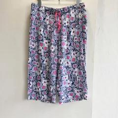 美品✨ ユニクロ UNIQLO ワイドパンツ リラコ RELACO 花柄 フラワープリント 総柄 リラックス クロップド 七分丈 ステテコ ドレープ カジュアルパン 軽量 ゆったり ルームウェア 大人 カジュアル