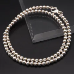 V222 ヴィンテージ 925刻印 ネックレス 大ぶり ボールチェーン デザイン シルバー